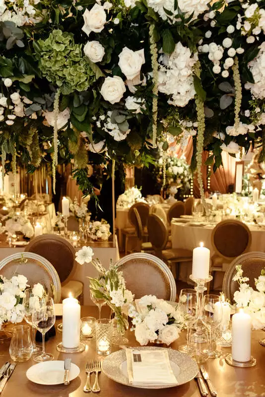 White flower installation for Adare Manor wedding in Ireland designed by wedding planner Olivia Buckley International