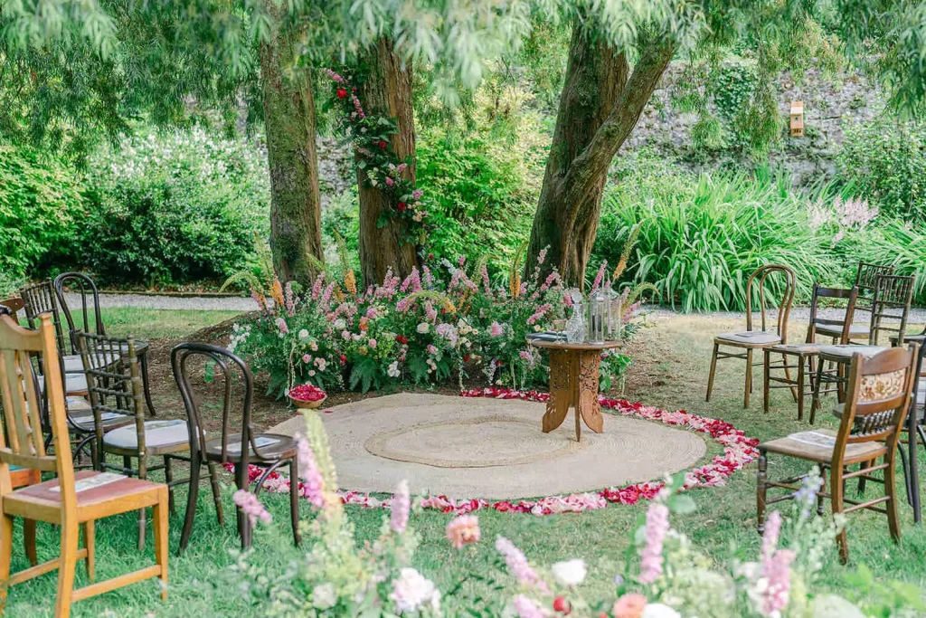 White floral arrangement for wedding ceremony in Adare planned by wedding planner Olivia Buckley International