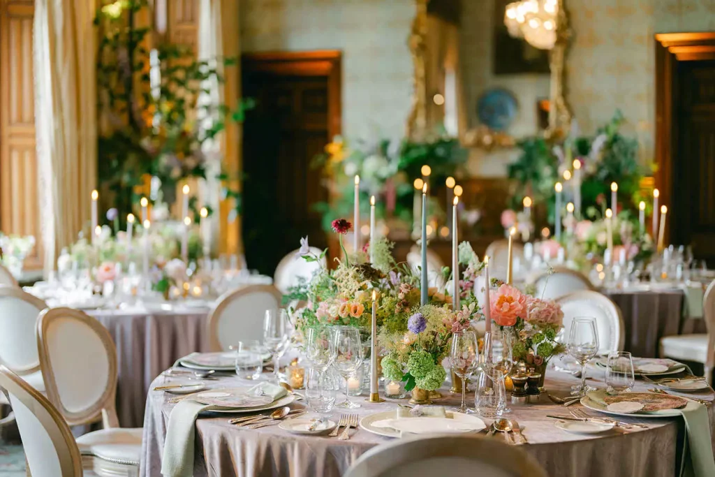 Elegant wedding design for wedding in Adare Manor, Ireland planned by luxury wedding planner Olivia Buckley International