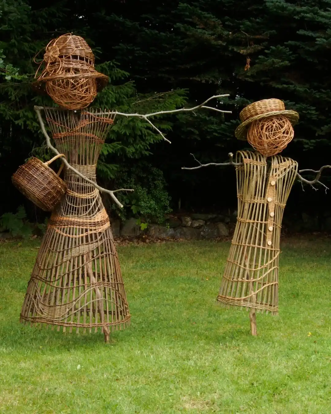 Event design Ireland — bespoke willow village sculptures by Wicklow Willow created for an immersive celebration installation.