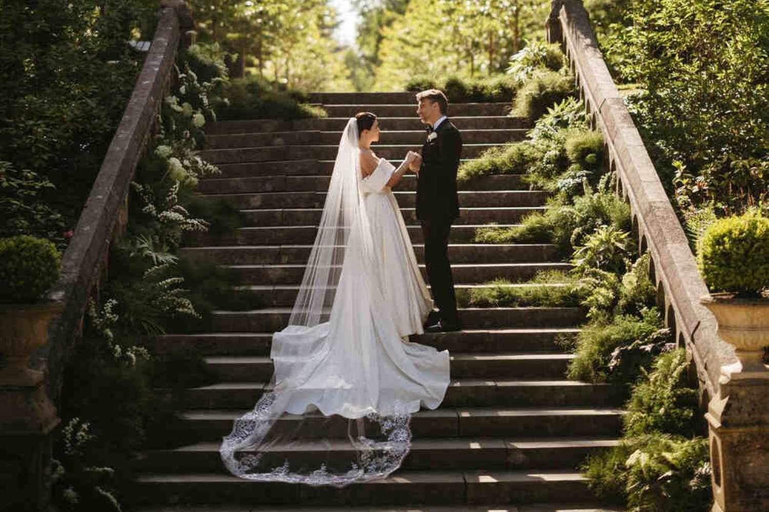 Destination wedding in Ireland at Ashford Castle — outdoor ceremony on the Long Steps during a two-day wedding celebration.