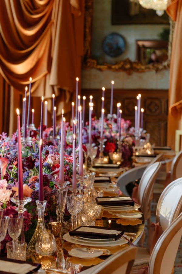 Event production Ireland at Ashford Castle, County Mayo — bespoke dining design with layered florals and decorative details for a private celebration.