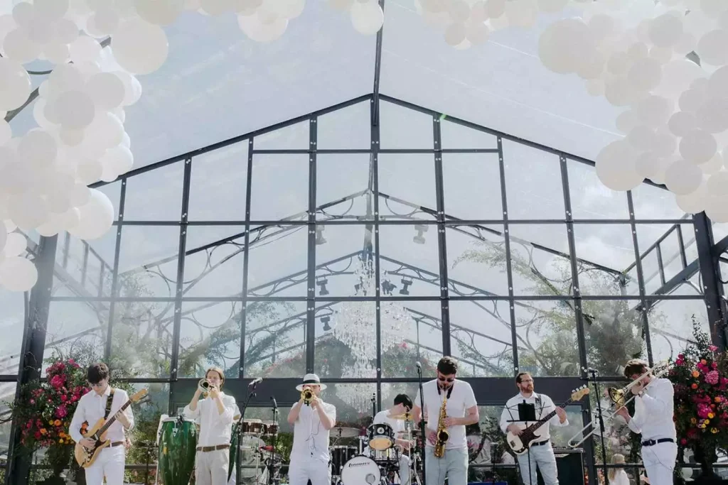 Luxury events Ireland at Adare Manor, County Limerick — bespoke marquee designed for a white party celebration on the estate grounds.