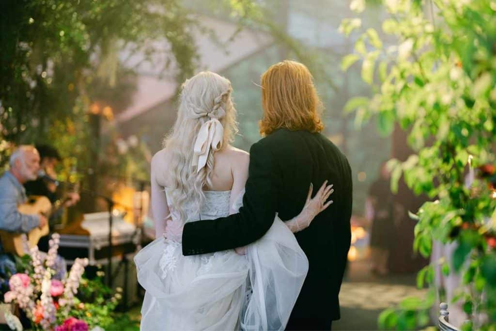 Wedding Chicks feature on approaching wedding decisions with intention and creating celebrations that prioritise the guest experience, illustrated by a couple privately viewing their reception marquee for the first time at an Irish castle.
